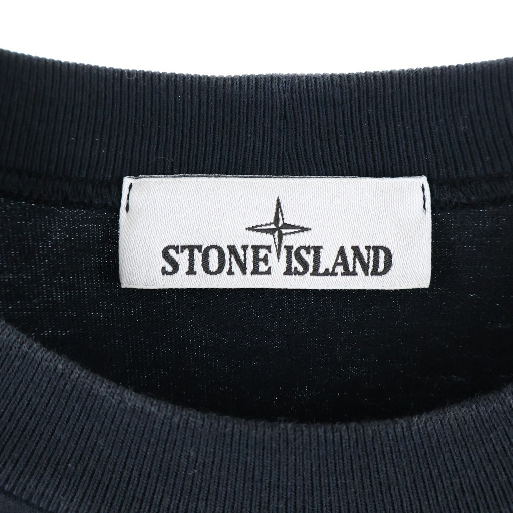 STONE ISLAND(ストーンアイランド) HEAVY COTTON JERSEY 袖ロゴパッチ付き クルーネック長袖Tシャツカットソー ブラック K1S156100043S0A50