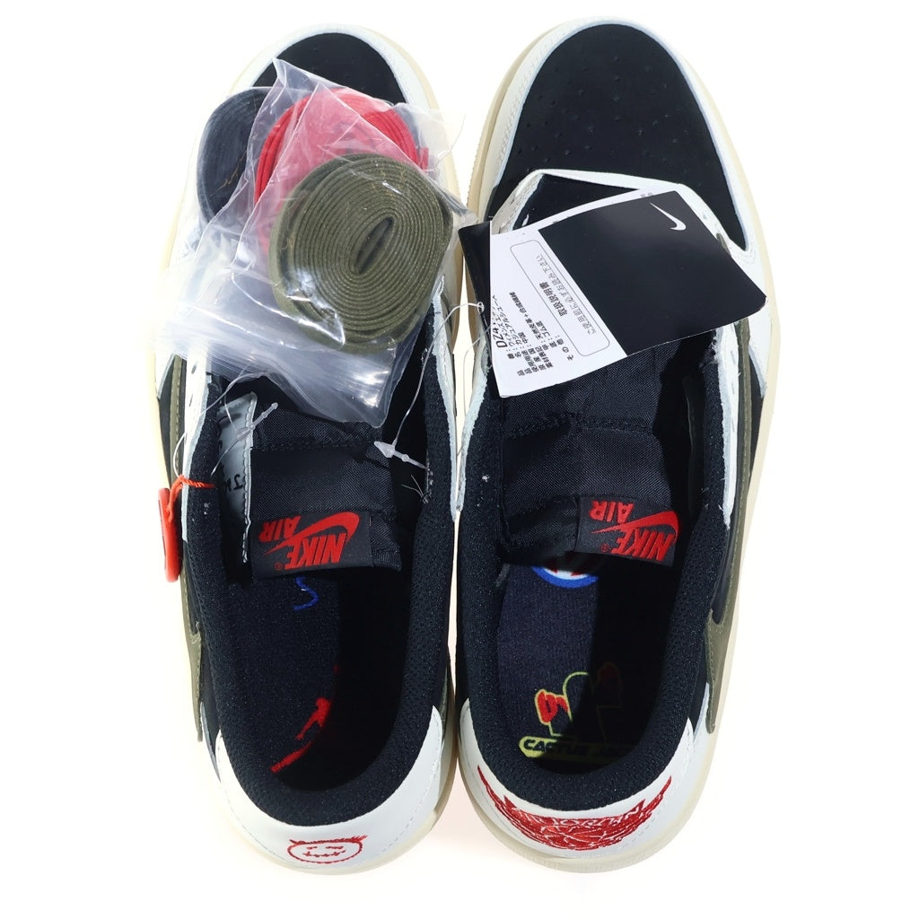 NIKE(ナイキ) ×Air Jordan 1 Low Medium Olive トラヴィススコット ウィメンズ エアジョーダン1 OG ミディアムオリーブ ローカットスニーカー カーキ US10.5/27.5.cm DZ4137-106 レディース