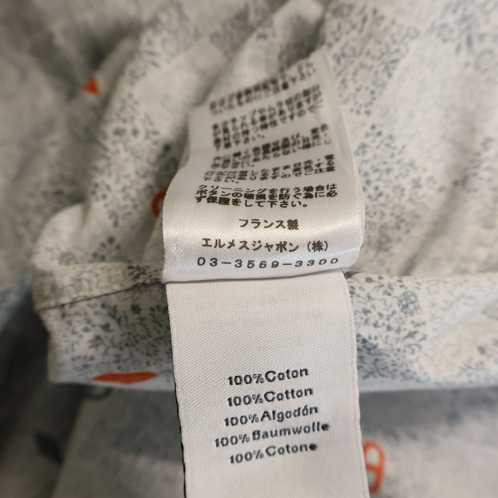 HERMES(エルメス) シェーヌダンクル 総柄 コットン長袖シャツ グレー