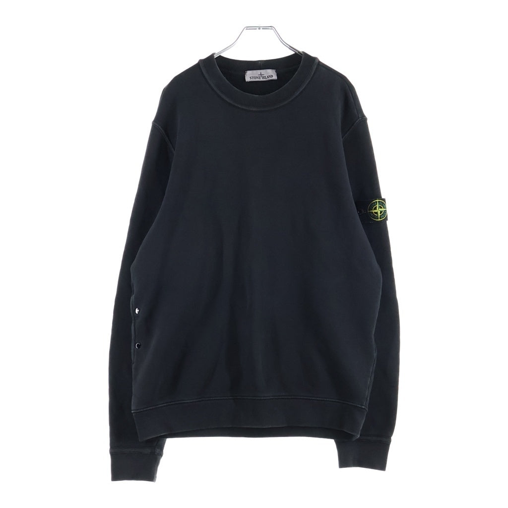 STONE ISLAND(ストーンアイランド) FELPA 袖ワッペン クルーネックスウェットトレーナー ブラック 811561241