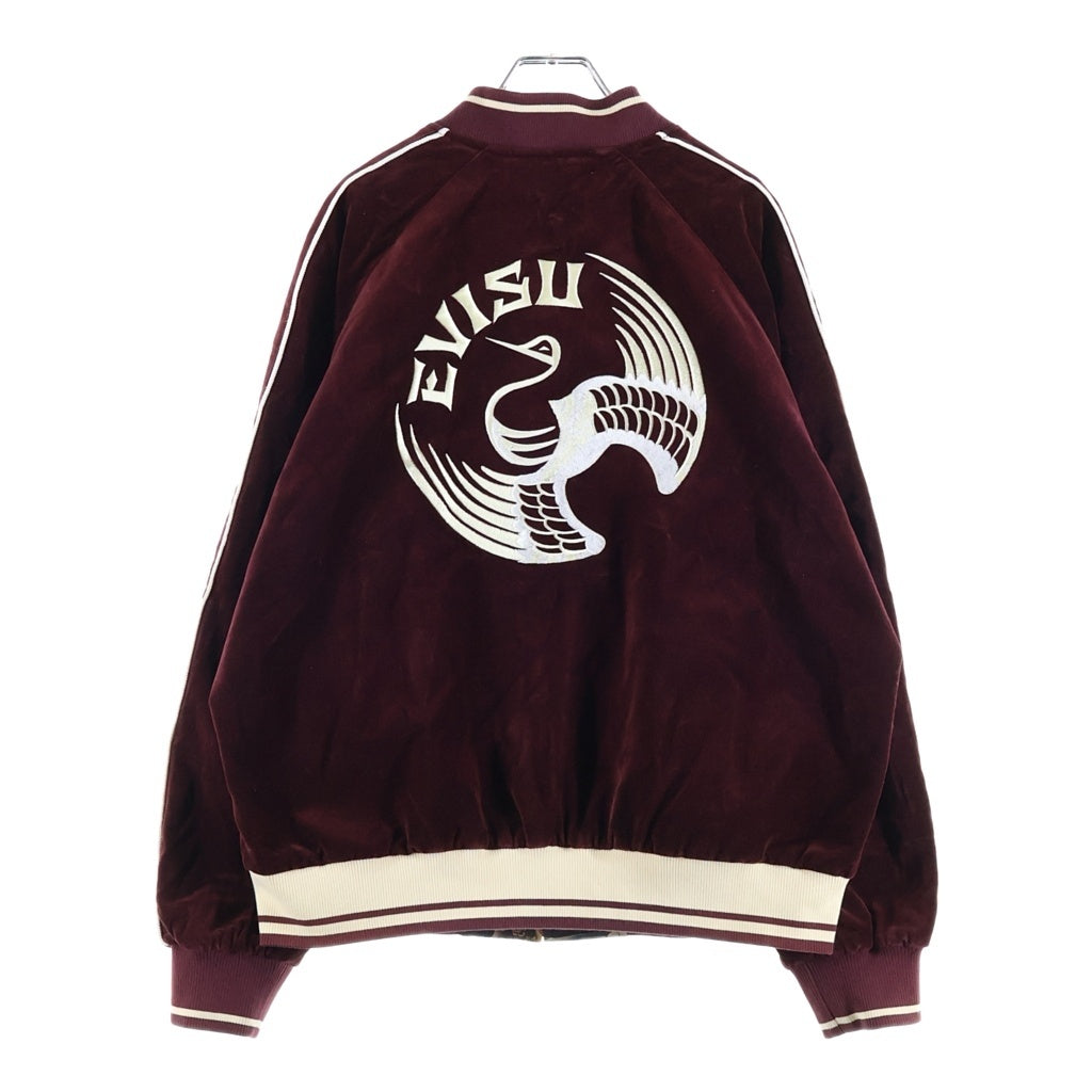 EVISU(エビス) CRANE AND LOGO EMBROIDERY REVERSIBLE BOMBER JACKET 鶴刺繍 リバーシブルボンバージャケット バーガンディ/マルチカラー 2EAHTM5JK1027XXSN