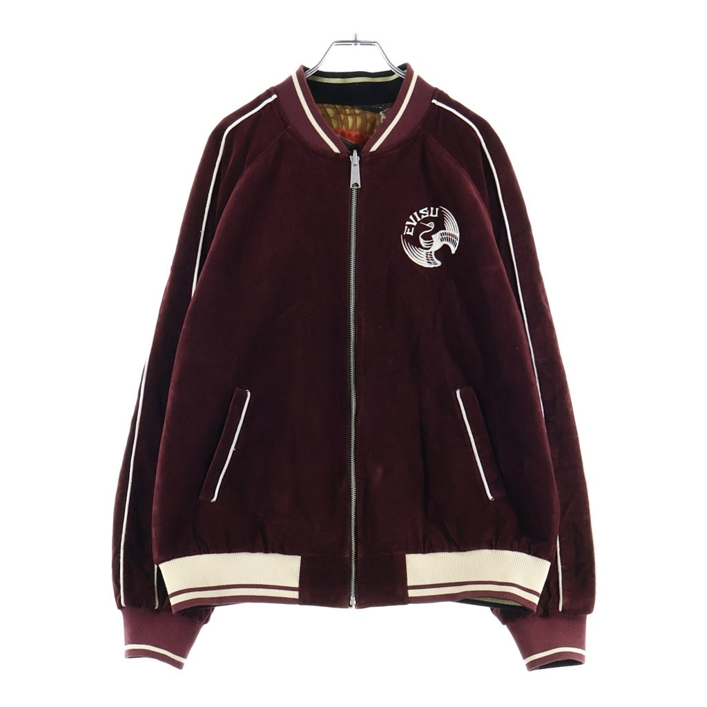 EVISU(エビス) CRANE AND LOGO EMBROIDERY REVERSIBLE BOMBER JACKET 鶴刺繍 リバーシブルボンバージャケット バーガンディ/マルチカラー 2EAHTM5JK1027XXSN