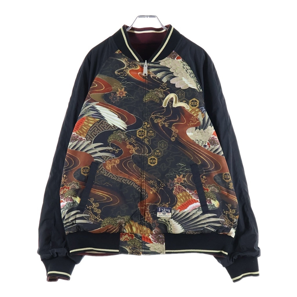 EVISU(エビス) CRANE AND LOGO EMBROIDERY REVERSIBLE BOMBER JACKET 鶴刺繍 リバーシブルボンバージャケット バーガンディ/マルチカラー 2EAHTM5JK1027XXSN