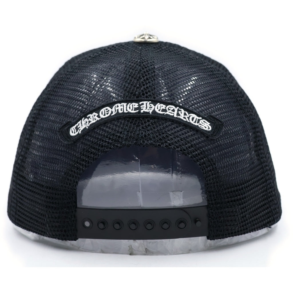 CHROME HEARTS(クロムハーツ) CEMETERY CROSS TRUCKER CAP 3セメタリ‐クロス レザーパッチ トラッカーキャップ 帽子 ブラック/レッド