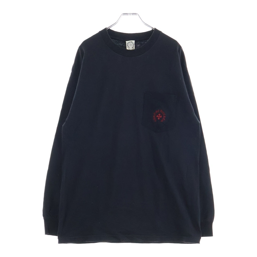 CHROME HEARTS(クロムハーツ) OLD L/S TEE CHプラス刺繍 バックスクロール クルーネック長袖Tシャツカットソー ブラック/レッド