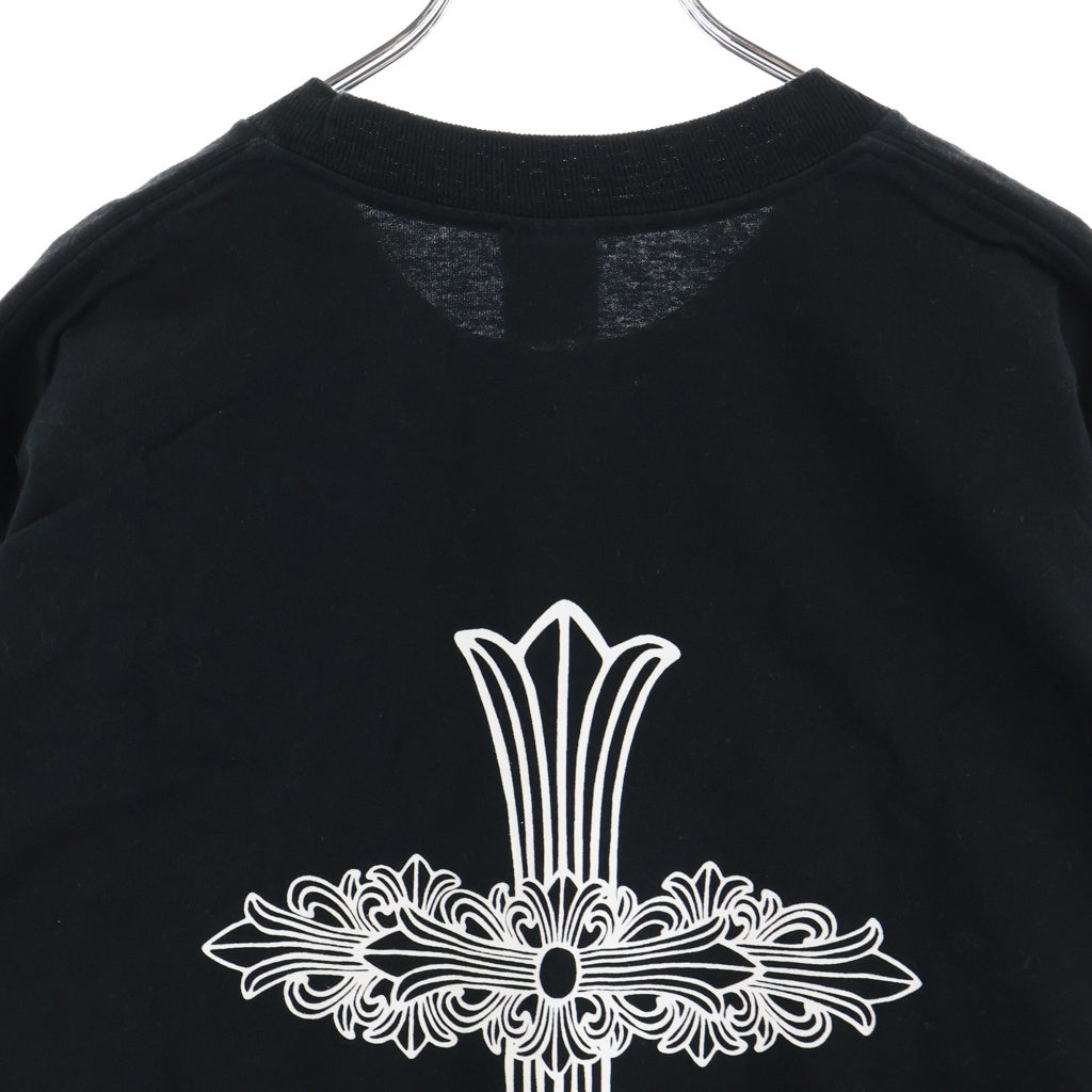 CHROME HEARTS(クロムハーツ) OLD FLORAL CROSS S/S TEE バックフローラルクロスプリント クルーネック半袖Tシャツカットソー ブラック