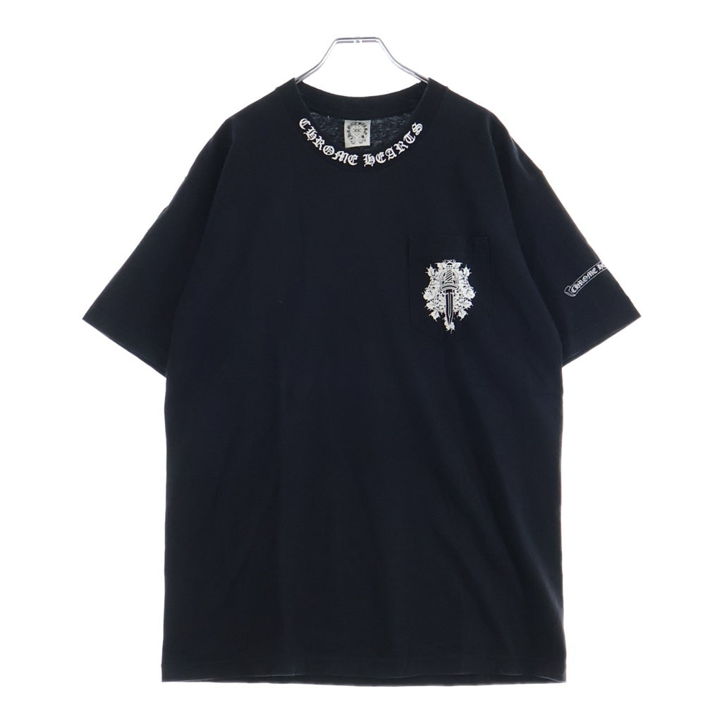 CHROME HEARTS(クロムハーツ) OLD VINE DAGGER LOGO ヴァインダガープリント クルーネック半袖Tシャツカットソー ブラック