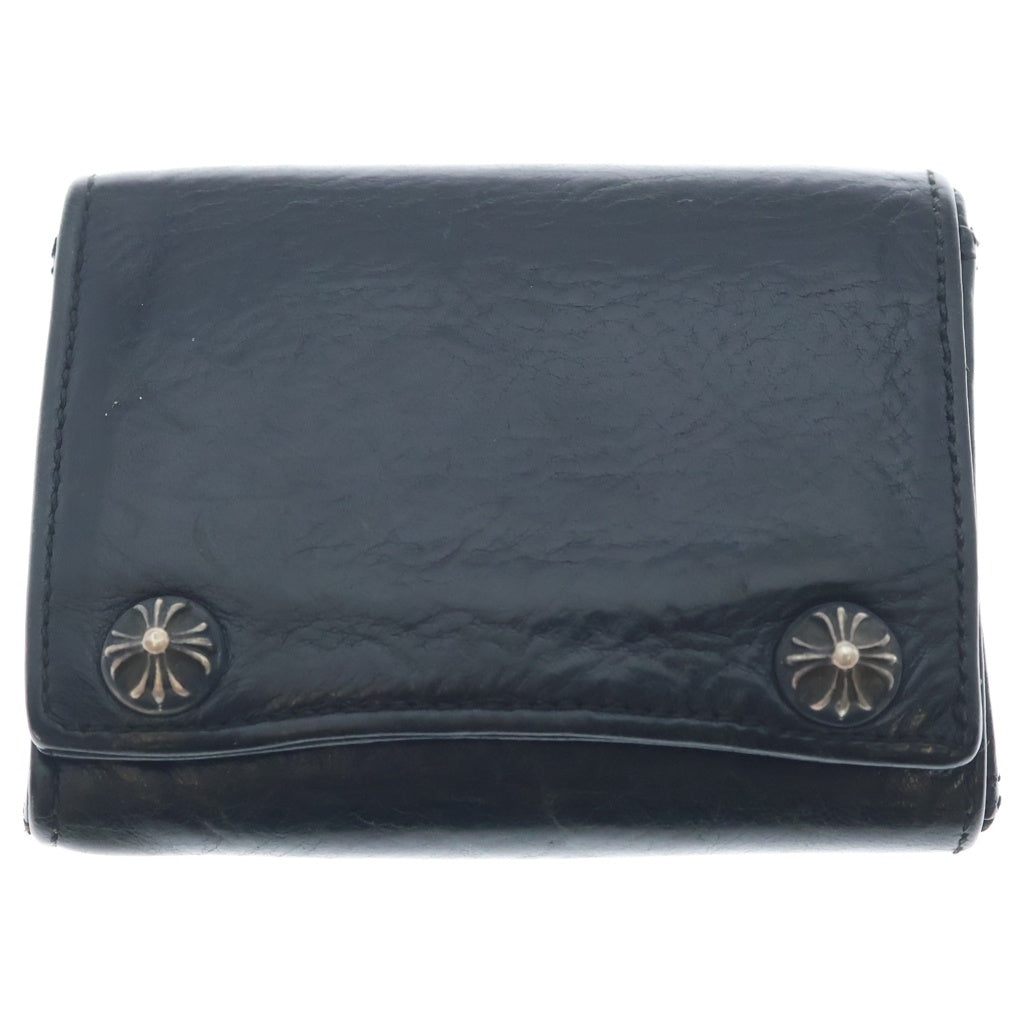CHROME HEARTS(クロムハーツ) 3FOLD 3フォールド クロスボールボタン レザーウォレット 財布 ブラック