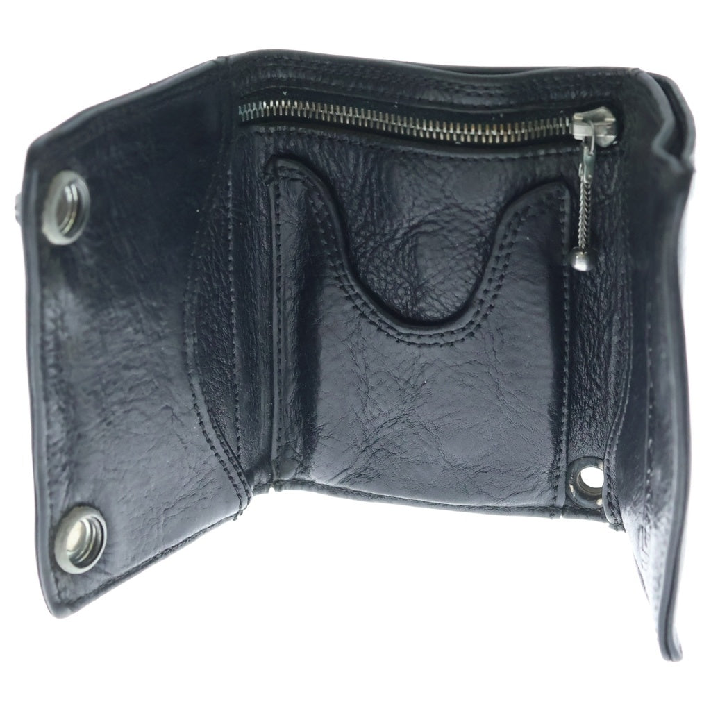 CHROME HEARTS(クロムハーツ) 3FOLD 3フォールド クロスボールボタン レザーウォレット 財布 ブラック