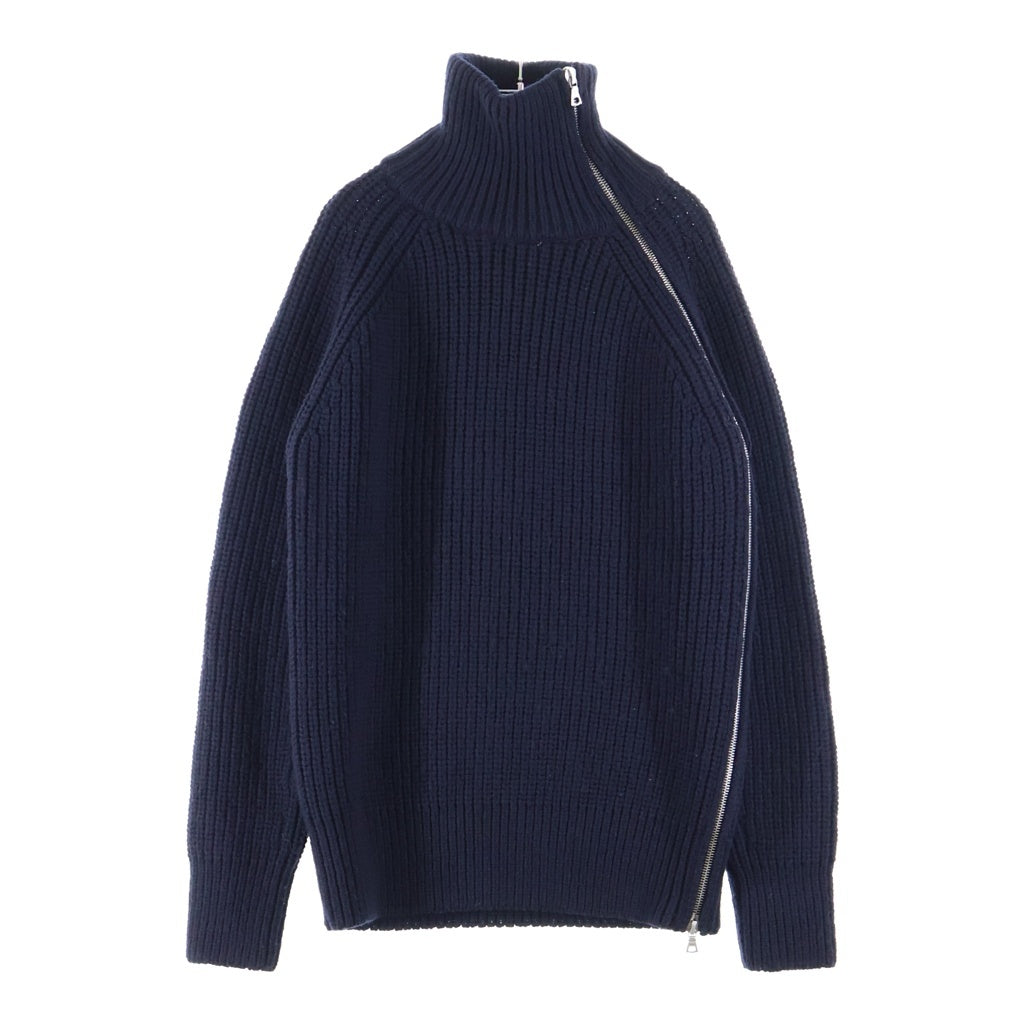 DRIES VAN NOTEN(ドリスヴァンノッテン) 24AW M.K.SWEATER ウールサイドジップタートルネック長袖ニットセーター ネイビー 242-021232-9706-509