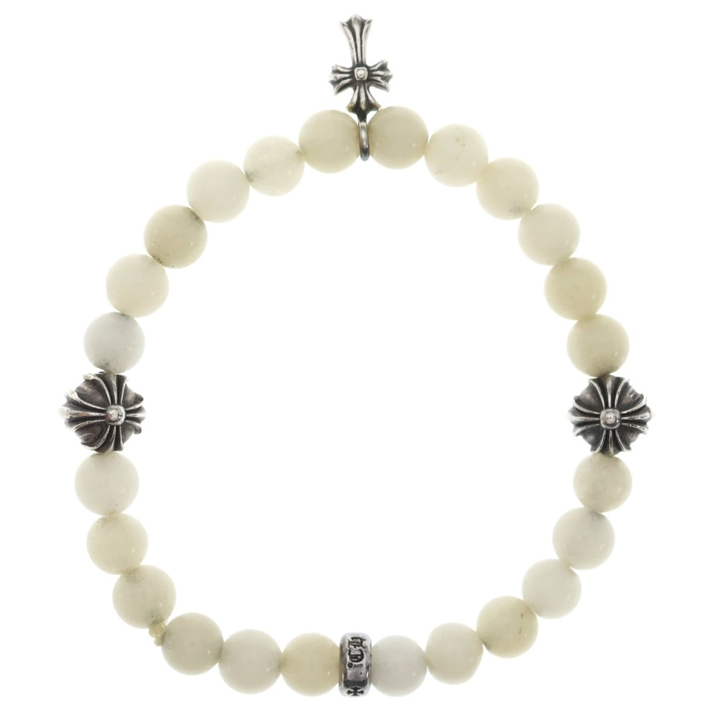 CHROME HEARTS(クロムハーツ) 6mm BEAD CRS ビーズ クロス ブレスレット シルバー/ホワイト