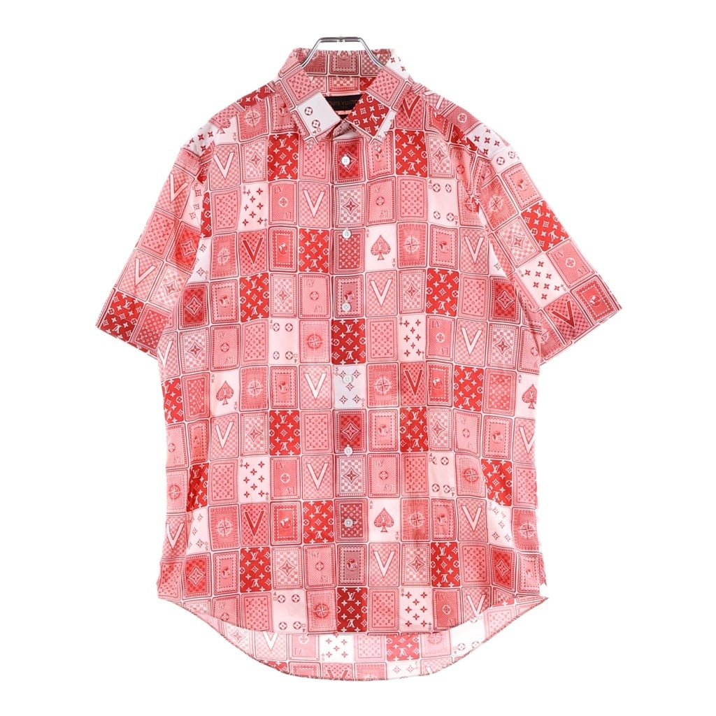 LOUIS VUITTON(ルイヴィトン) 18AW トランプ総柄 コットン半袖シャツ レッド RM182M HKU HFS14W