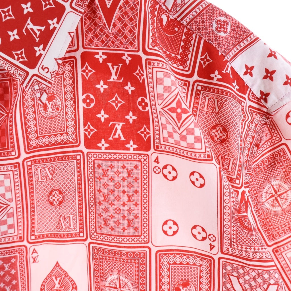 LOUIS VUITTON(ルイヴィトン) 18AW トランプ総柄 コットン半袖シャツ レッド RM182M HKU HFS14W