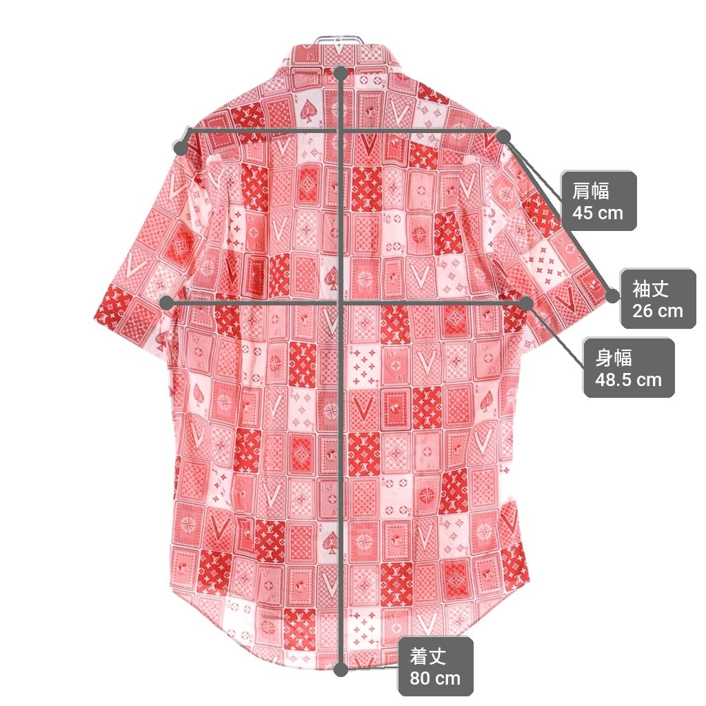LOUIS VUITTON(ルイヴィトン) 18AW トランプ総柄 コットン半袖シャツ レッド RM182M HKU HFS14W