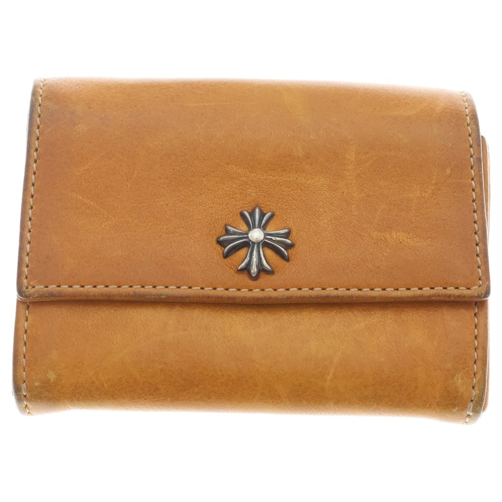CHROME HEARTS(クロムハーツ) TINY WALLET タイニーレザーウォレット CHプラスボタン 財布 ブラウン