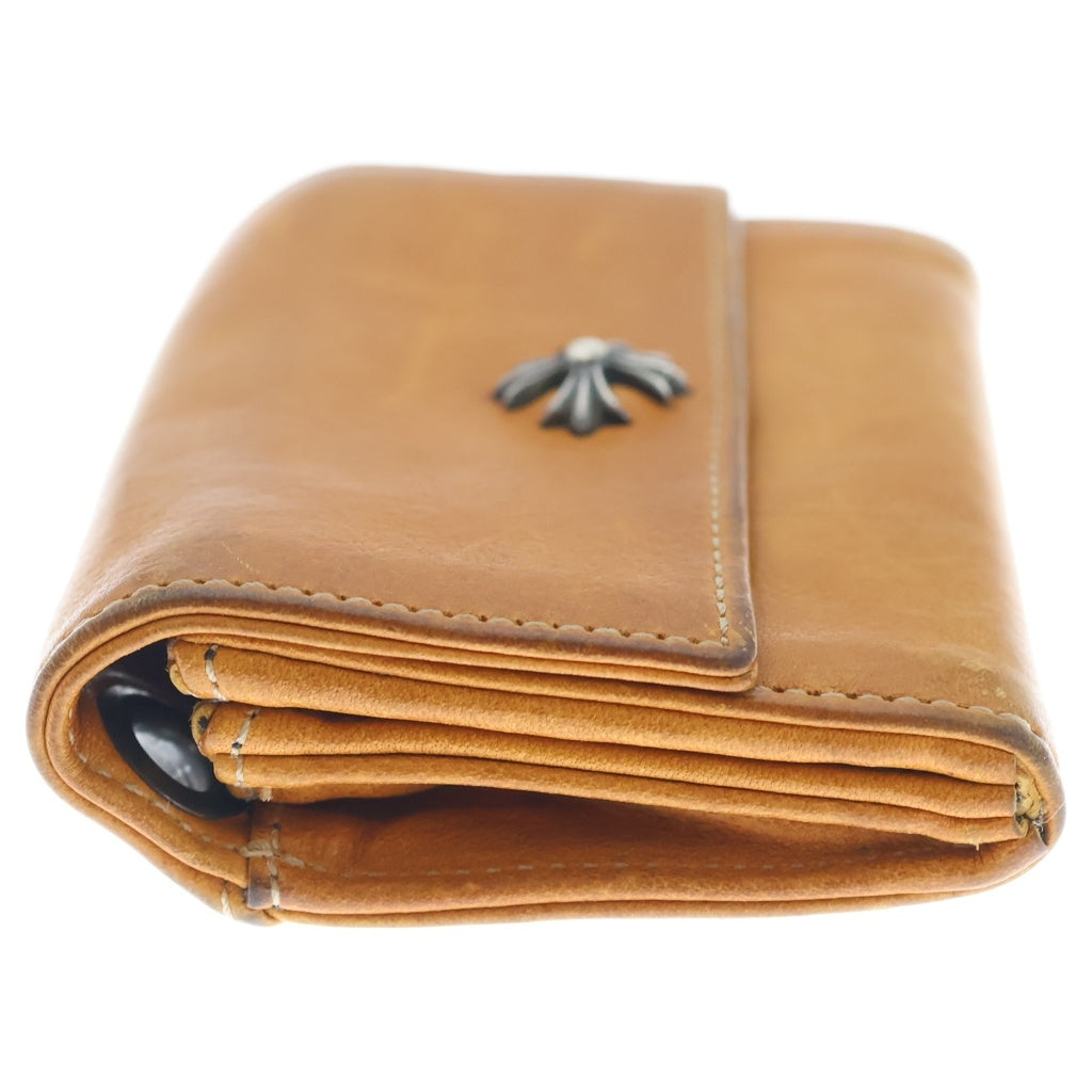CHROME HEARTS(クロムハーツ) TINY WALLET タイニーレザーウォレット CHプラスボタン 財布 ブラウン