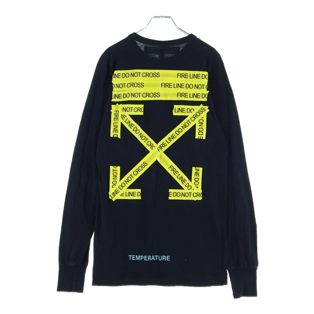 OFF-WHITE(オフホワイト) ファイヤーテープクロスアロープリント クルーネック長袖Tシャツカットソー ブラック OMAB001S18185006