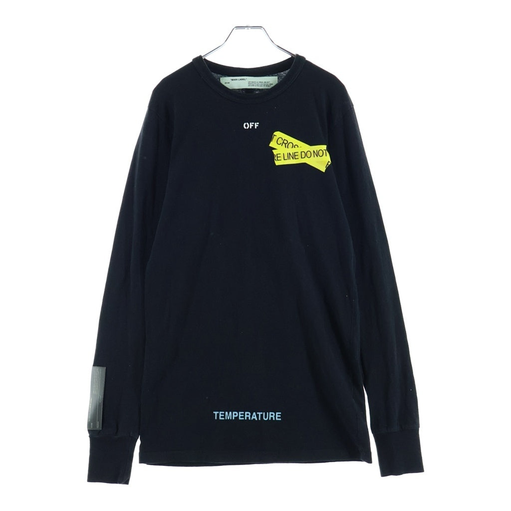 OFF-WHITE(オフホワイト) ファイヤーテープクロスアロープリント クルーネック長袖Tシャツカットソー ブラック OMAB001S18185006