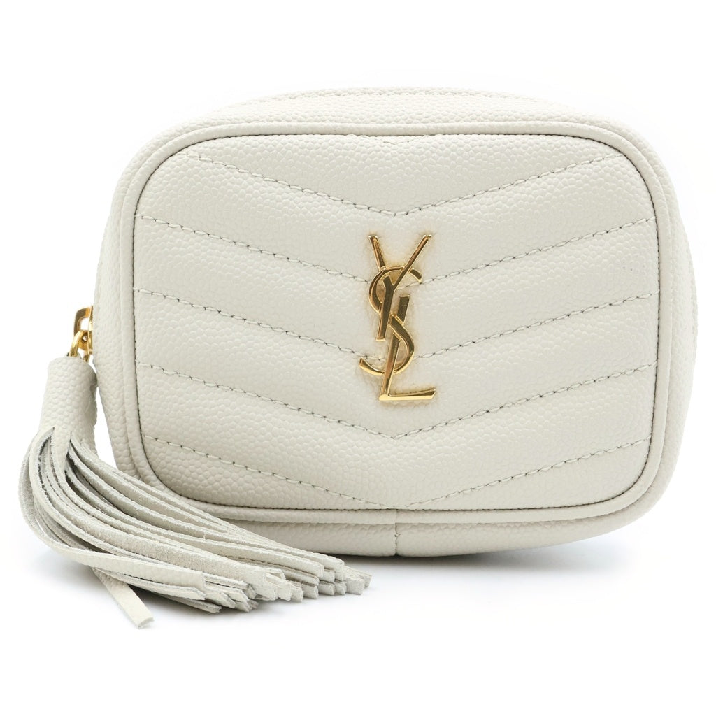 YVES SAINT LAURENT(イヴサンローラン) BABY LOU ベイビールー プレートロゴ チェーンショルダーバッグ ホワイト 635088 レディース