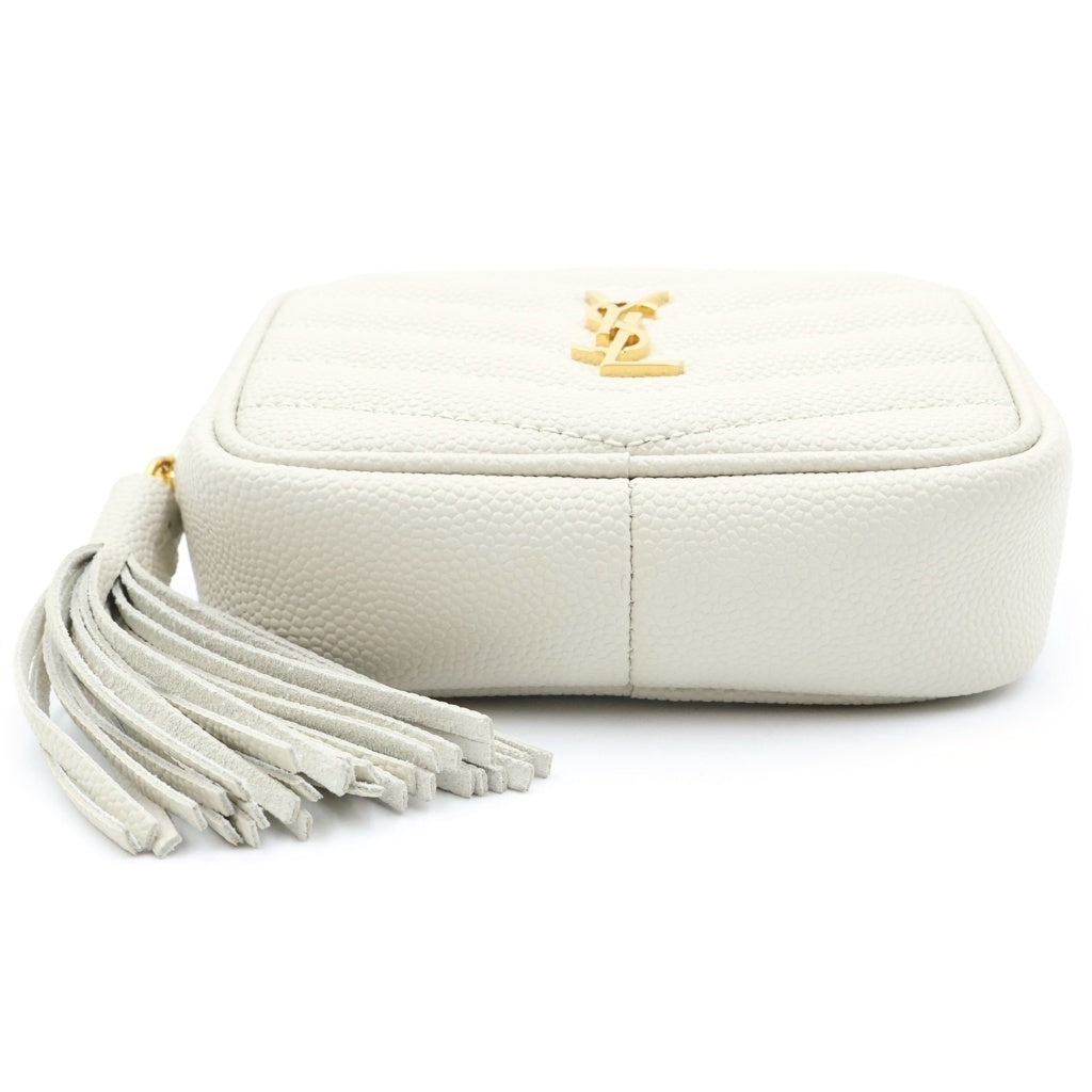 YVES SAINT LAURENT(イヴサンローラン) BABY LOU ベイビールー プレートロゴ チェーンショルダーバッグ ホワイト 635088 レディース