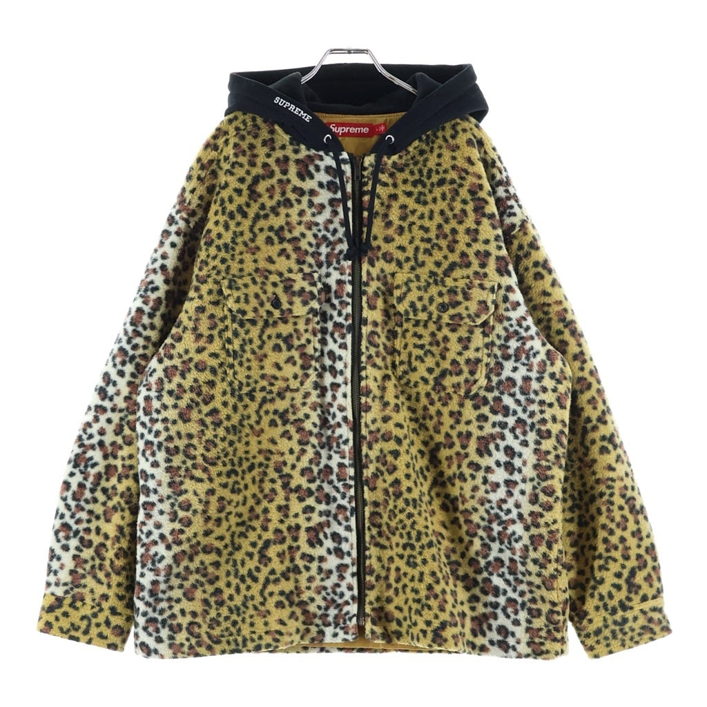SUPREME(シュプリーム) 23AW Fleece Zip Up Hooded Shirt Leopard ボアジャケット レオパード イエロー