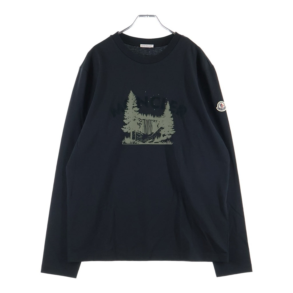 MONCLER(モンクレール) グラフィックロゴプリント クルーネック長袖Tシャツカットソー ブラック K20918D00016 89AZ9