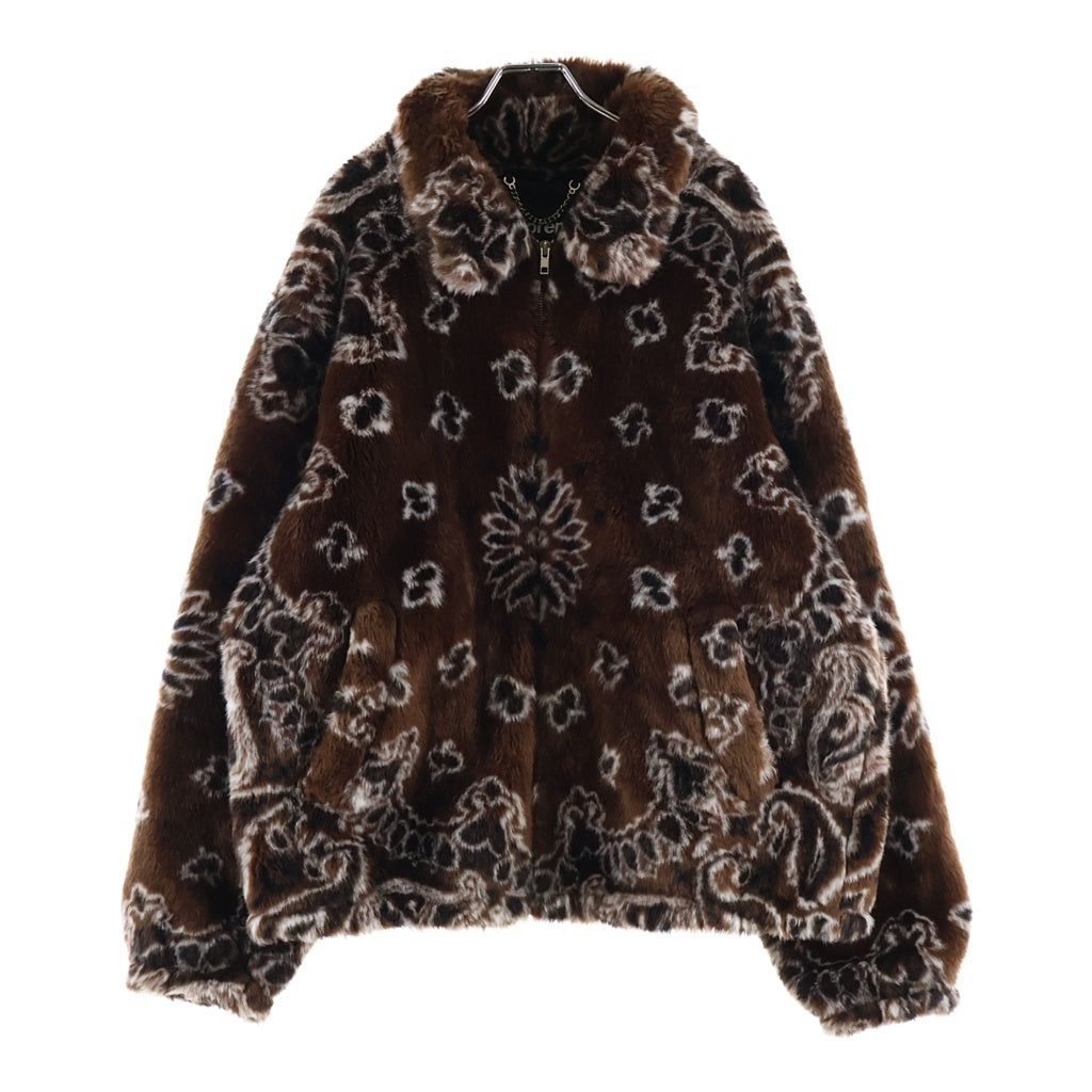 SUPREME(シュプリーム) 21SS Bandana Faux Fur Bomber Jacket ペイズリー ファージャケット ブラウン