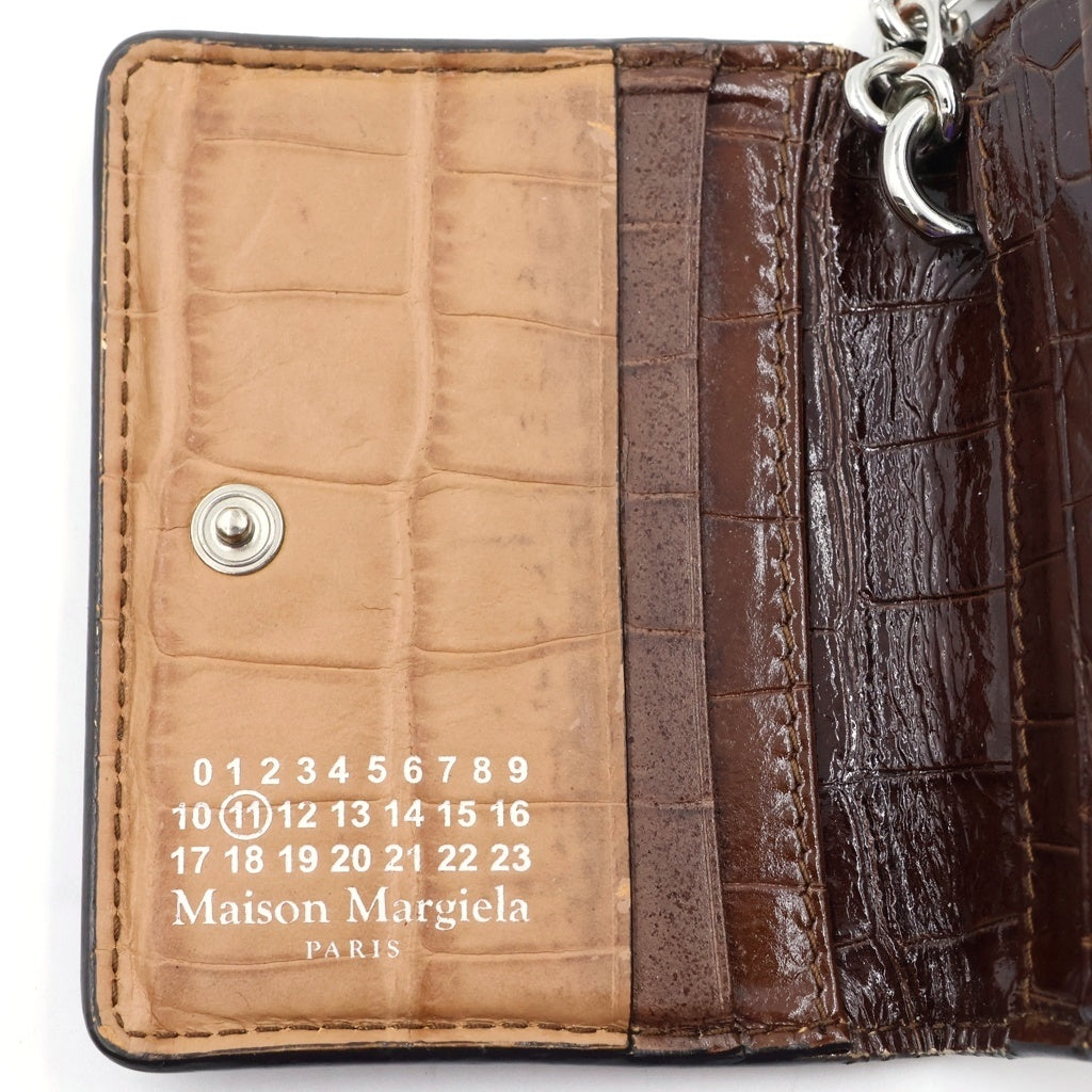 Maison Margiela(メゾンマルジェラ) 22SS 4ステッチ クロコ 型押し キーリング カードケース ブラウン