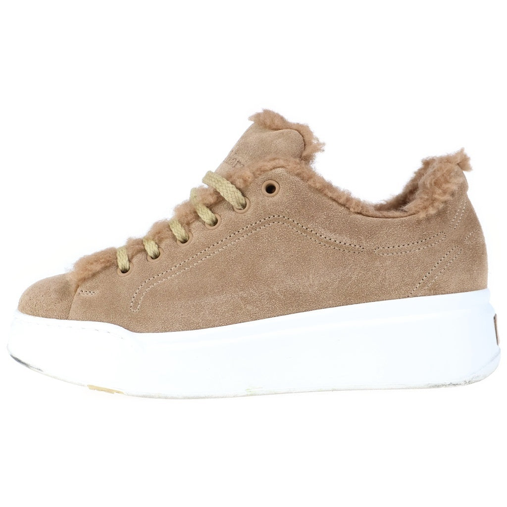 Max Mara(マックスマーラ) Hazelnut brown テディベア ライニング スウェードレザーローカットスニーカー レディース ブラウン