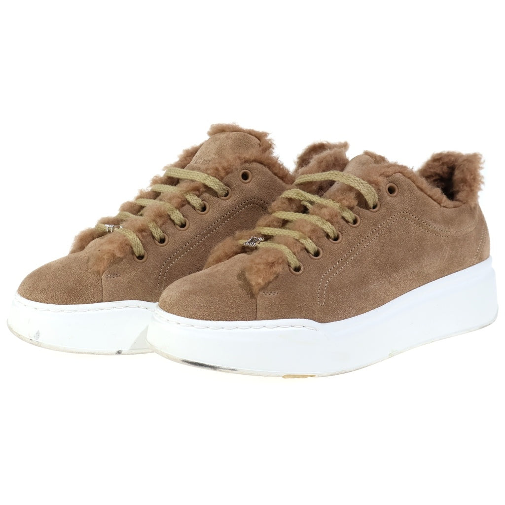 Max Mara(マックスマーラ) Hazelnut brown テディベア ライニング スウェードレザーローカットスニーカー レディース ブラウン