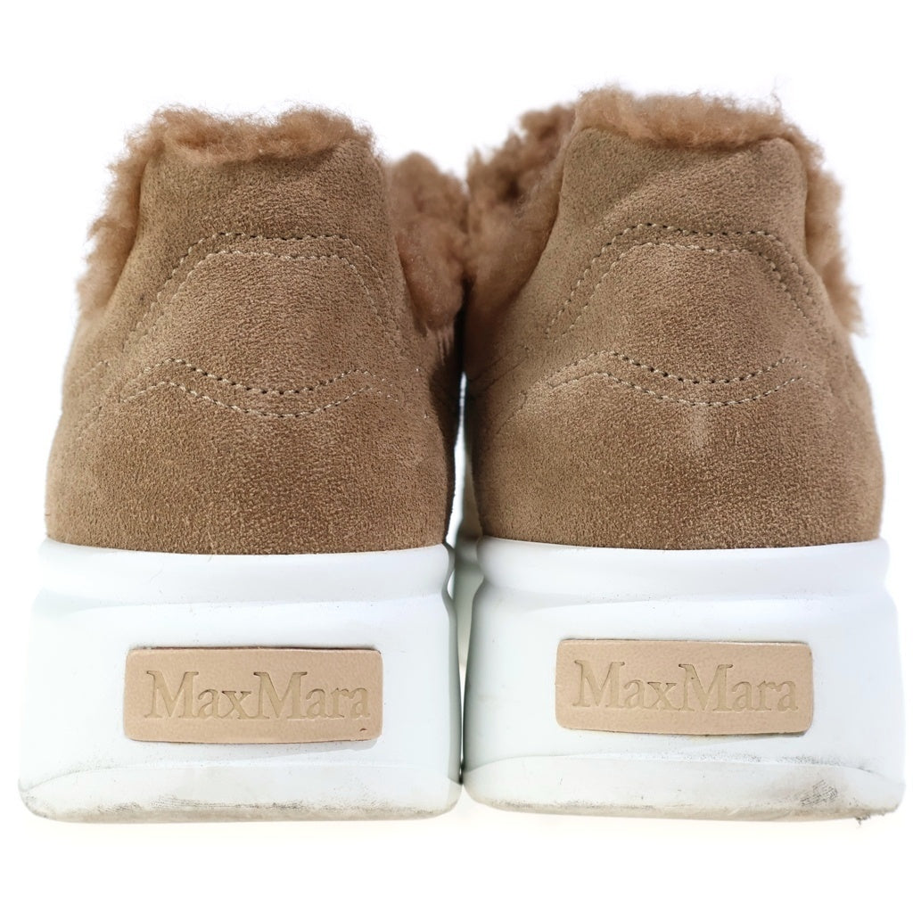 Max Mara(マックスマーラ) Hazelnut brown テディベア ライニング スウェードレザーローカットスニーカー レディース ブラウン