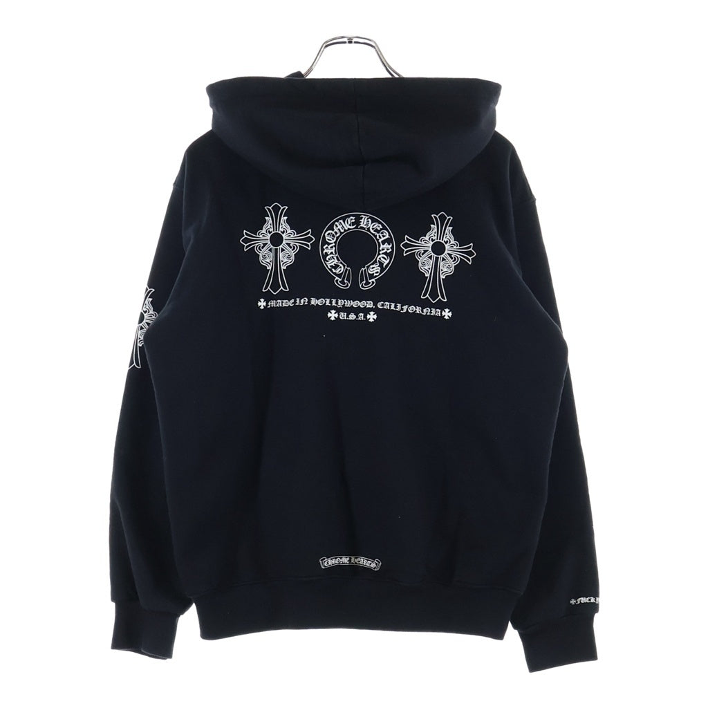 CHROME HEARTS(クロムハーツ) Made In Hollywood 3 Icon Pullover Hoodie 裏地サーマル 3アイコン ジップアップパーカー ブラック
