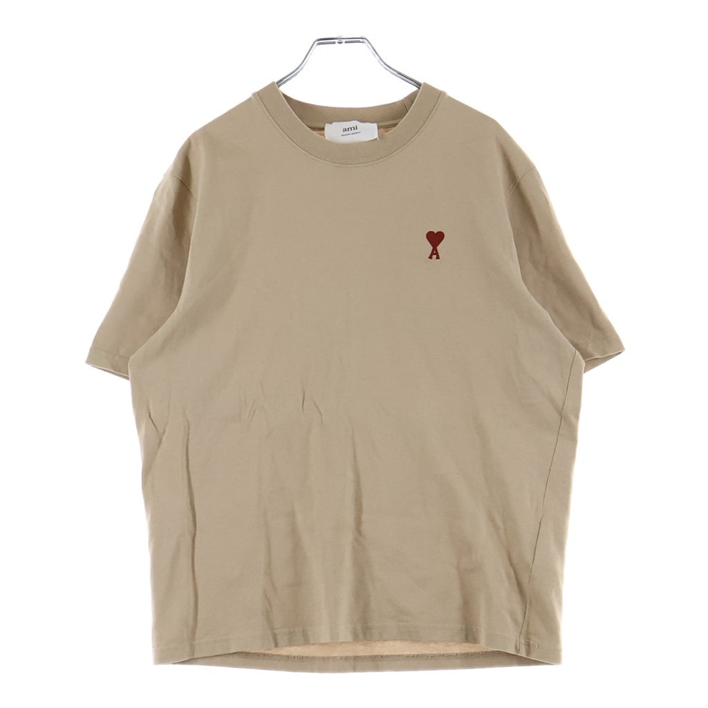 ami paris(アミパリス) Ami DE COEUR フロント刺繍 クルーネック半袖Tシャツカットソー ブラウン UTS005.726 レディース