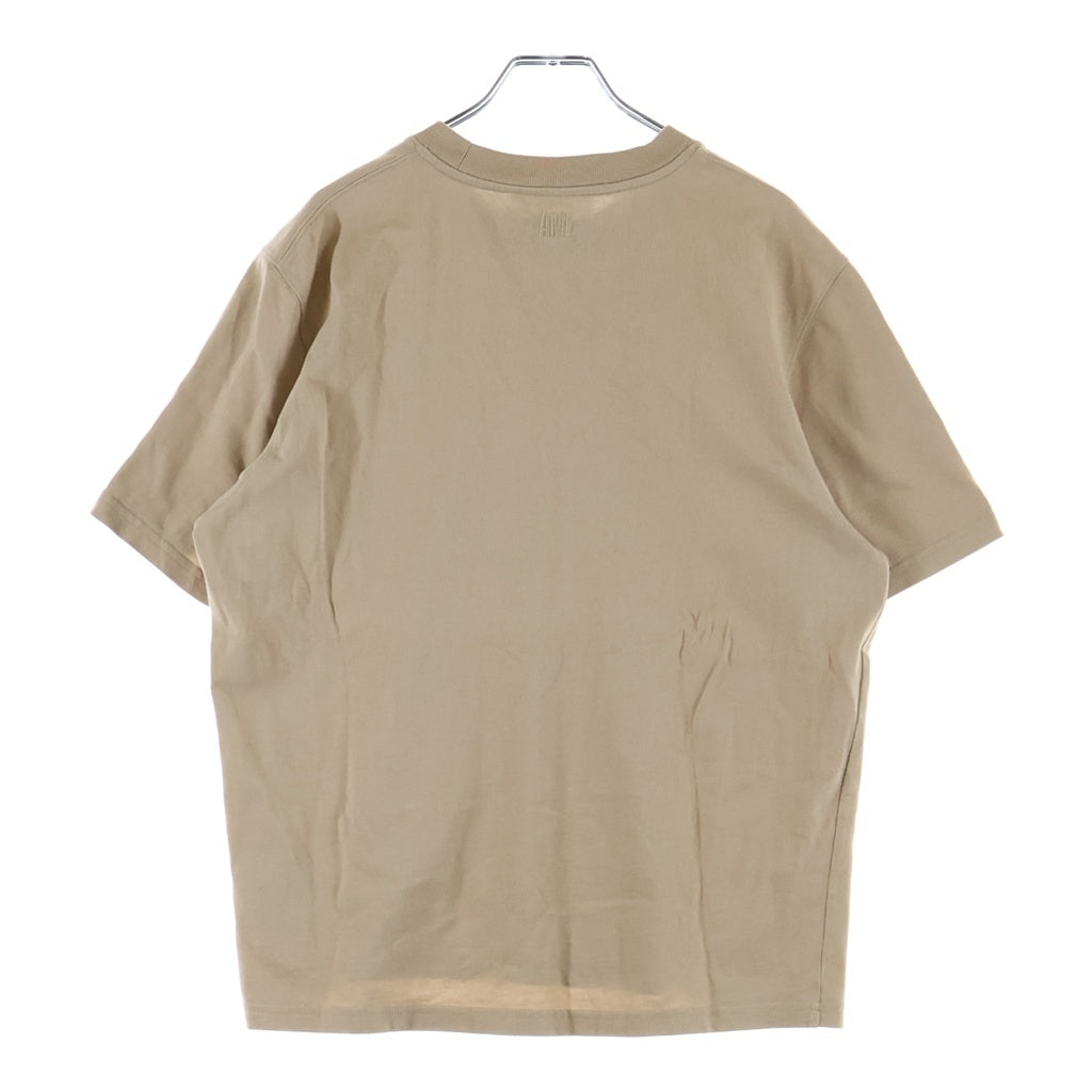 ami paris(アミパリス) Ami DE COEUR フロント刺繍 クルーネック半袖Tシャツカットソー ブラウン UTS005.726 レディース