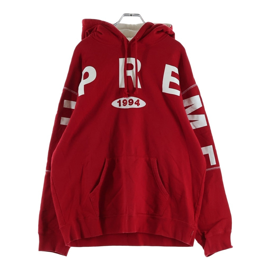 SUPREME(シュプリーム) 19AW 1994 Spred Logo Hooded Sweatshirt ロゴプリント 長袖プルオーバーパーカー レッド