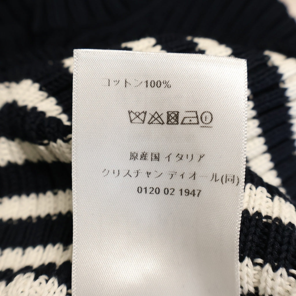 Christian Dior(クリスチャンディオール) DIOR MARINIERE ロゴ編み込み ボーダー半袖ニット レディース ネイビー 254S15AM730