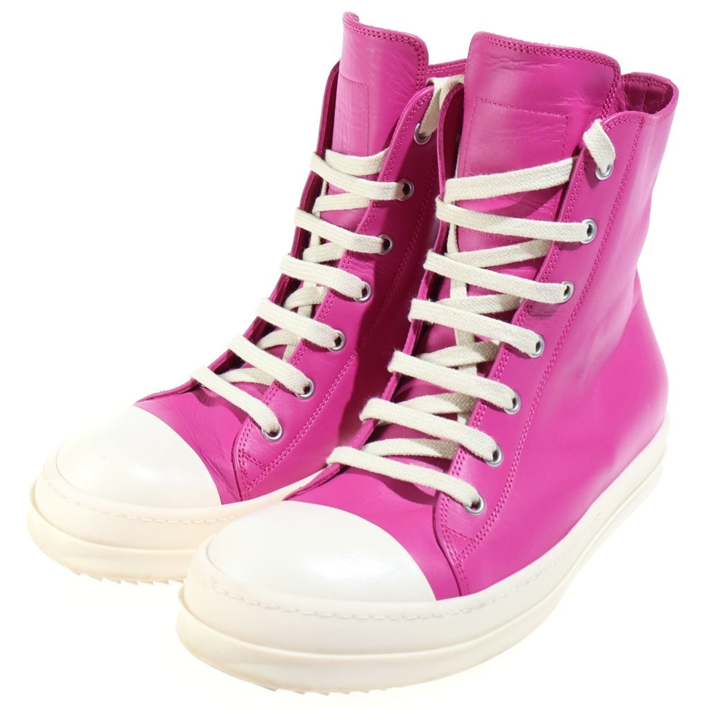 Rick Owens(リックオウエンス) RAMONES ラモーンズ レザー ハイカットスニーカー ピンク RU01C4890 レディース