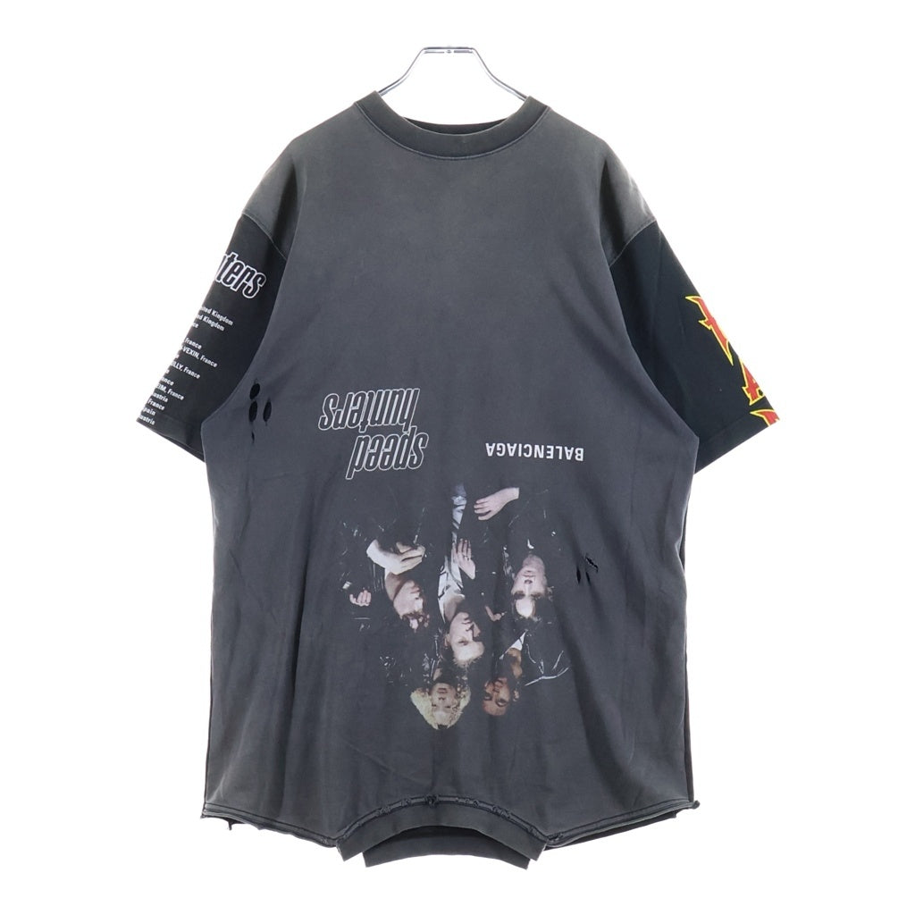 BALENCIAGA(バレンシアガ) 22SS Speed Hunter Upside Down Tee オーバーサイズ クルーネック半袖Tシャツカットソー ブラック 698811