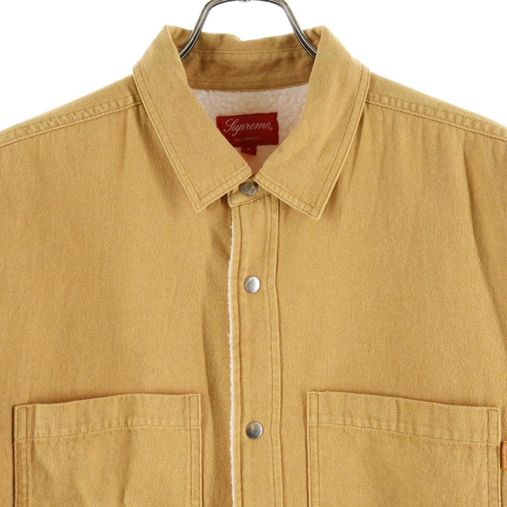SUPREME(シュプリーム) 18AW Sherpa Lined Denim Shirt シェルパ バックロゴ刺繍 裏地ボアデニムジャケット ベージュ