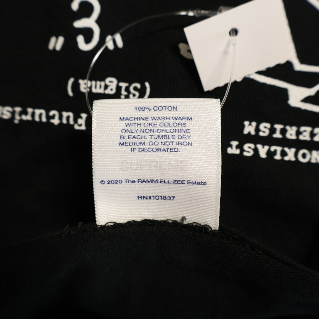SUPREME(シュプリーム) 20SS ×Rammellzze Tag Tee ×ラメルジー 両面プリント クルーネック半袖Tシャツカットソー ブラック