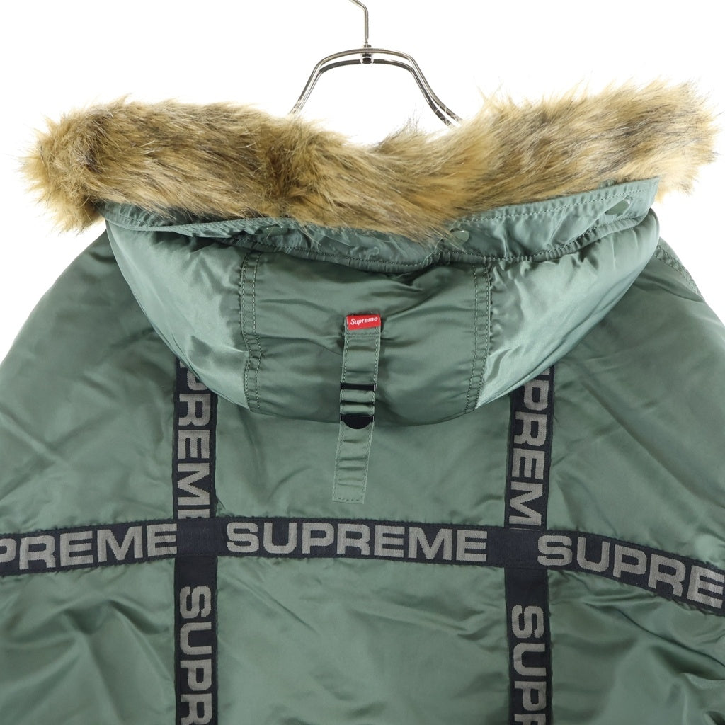 SUPREME(シュプリーム) 18AW Logo Tape Parka ロゴテープデザイン N-3B フーデッド中綿ジャケット カーキ