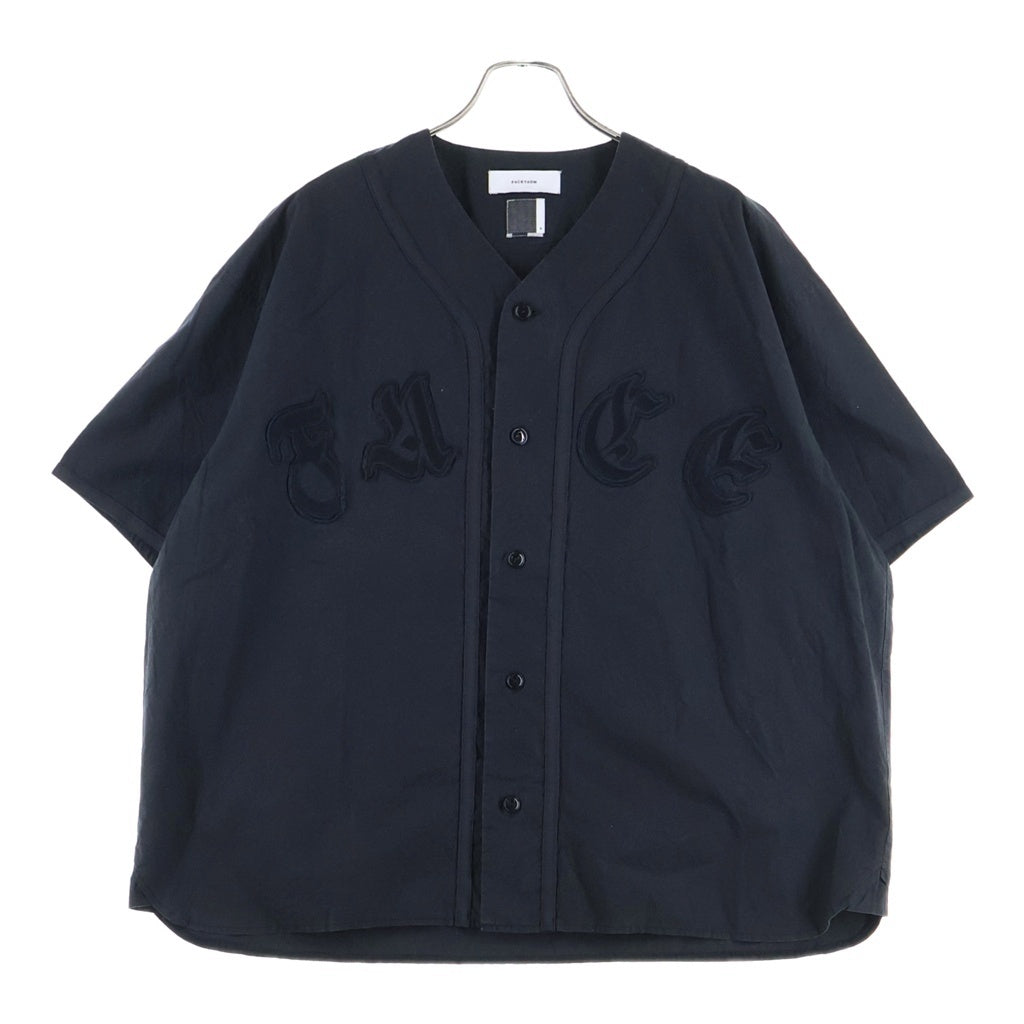 FACETASM(ファセッタズム) 18SS Baseball Shirt バックリブ ノーカラー半袖ベースボールシャツ ブラック RB-SH-M18
