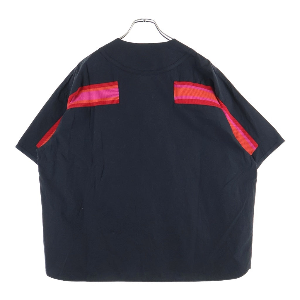 FACETASM(ファセッタズム) 18SS Baseball Shirt バックリブ ノーカラー半袖ベースボールシャツ ブラック RB-SH-M18