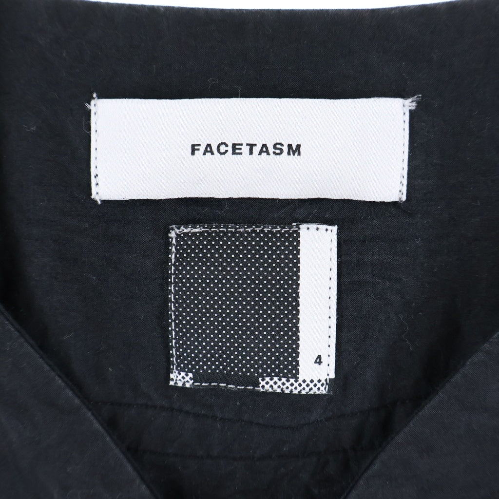 FACETASM(ファセッタズム) 18SS Baseball Shirt バックリブ ノーカラー半袖ベースボールシャツ ブラック RB-SH-M18