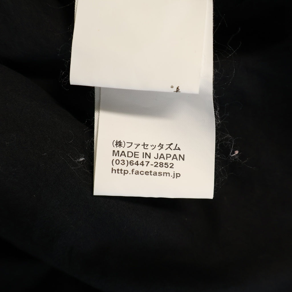 FACETASM(ファセッタズム) 18SS Baseball Shirt バックリブ ノーカラー半袖ベースボールシャツ ブラック RB-SH-M18