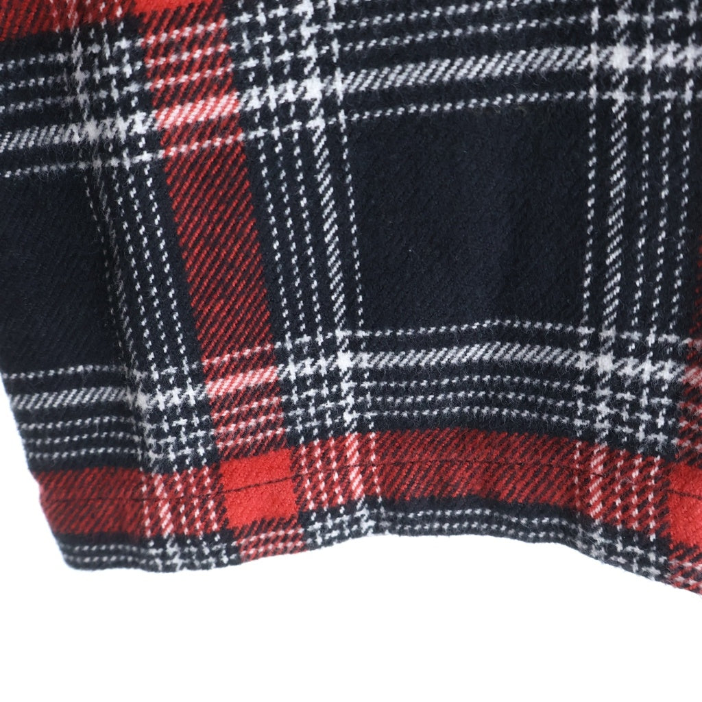 SOUTH2 WEST8(サウス2ウエスト8) ×Charcoal TOKYO ×チャコールトーキョー ノーカラーウールチェック カーディガン レッド LQ857