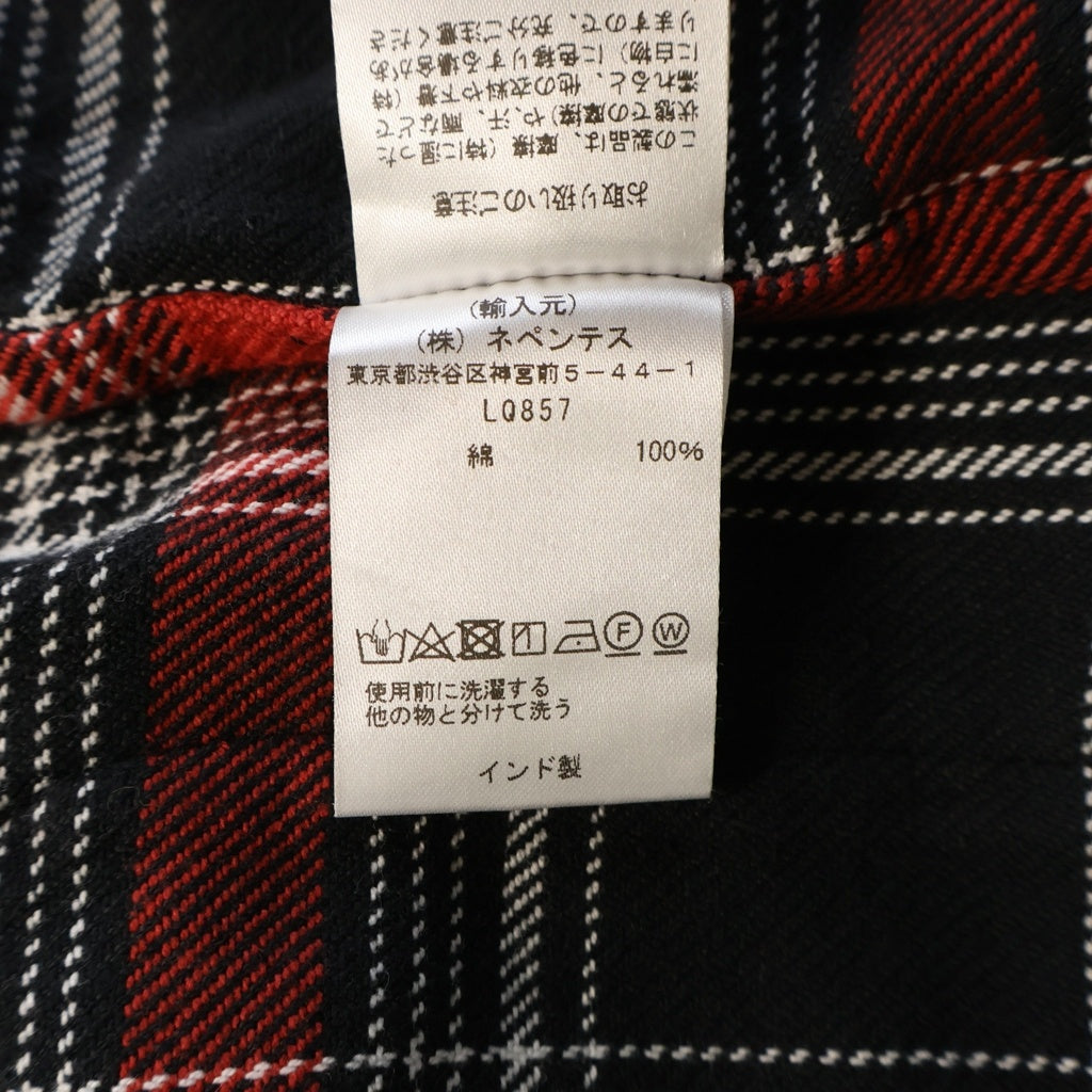 SOUTH2 WEST8(サウス2ウエスト8) ×Charcoal TOKYO ×チャコールトーキョー ノーカラーウールチェック カーディガン レッド LQ857