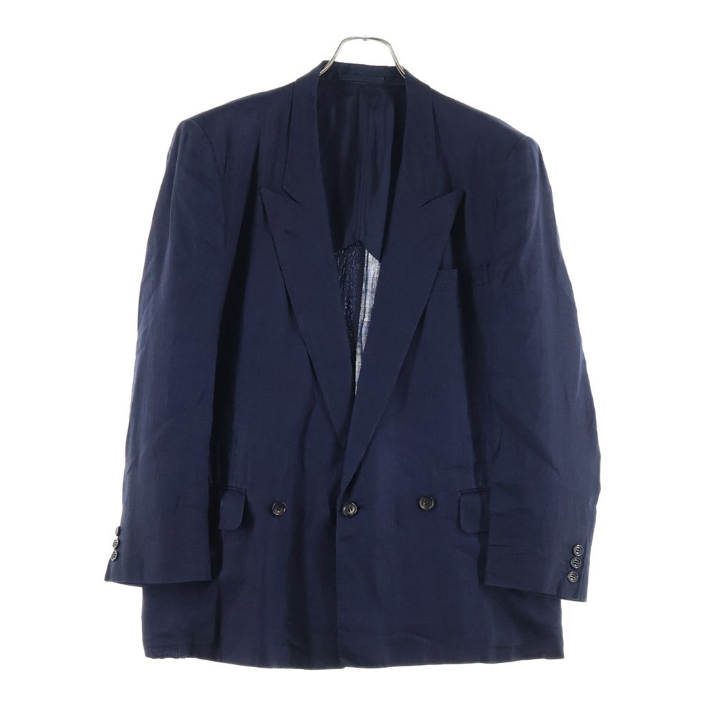 COMME des GARCONS HOMME(コムデギャルソンオム) 90s 田中オム期 リネンダブルブレスト テーラードジャケット ネイビー HJ-02016S