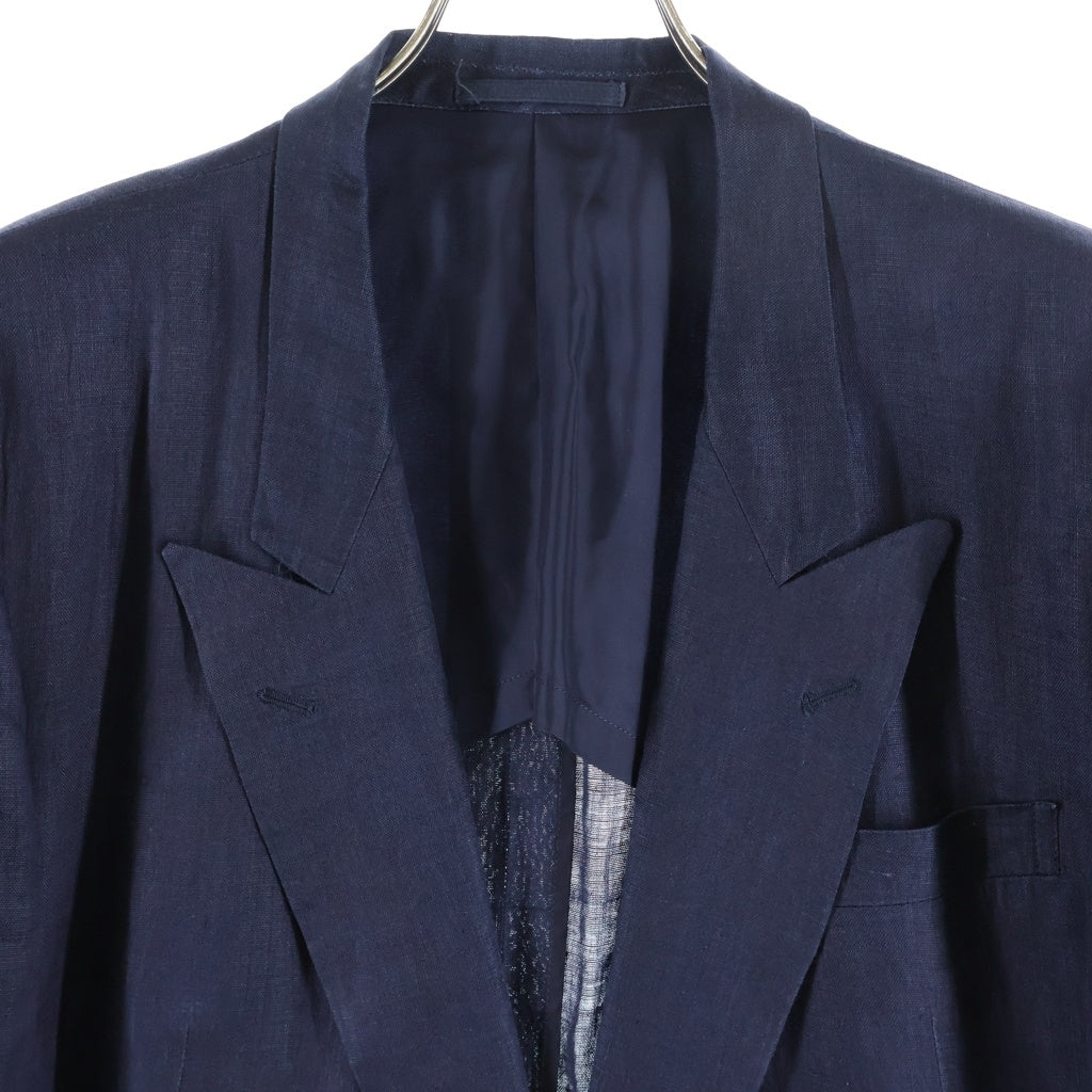 COMME des GARCONS HOMME(コムデギャルソンオム) 90s 田中オム期 リネンダブルブレスト テーラードジャケット ネイビー HJ-02016S