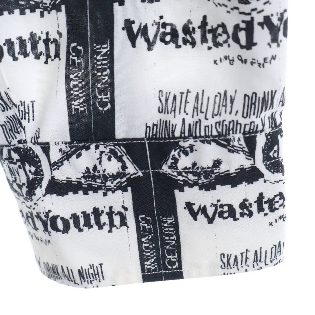 WASTED YOUTH(ウェイステッドユース) × POGGYTHEMAN for UNITED ARROWS & SONS PRINT ポギーザマン フォー ユナイテッドアローズ アンド サンズプリント 長袖シャツ ブラック/ホワイト